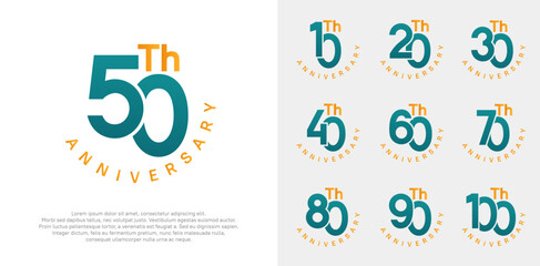 anniversary set vector design with green and orange color for celebration moment