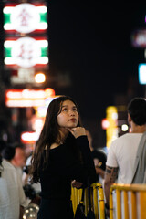 Asian Woman Solo Travel on Yaowarat Road Thailand