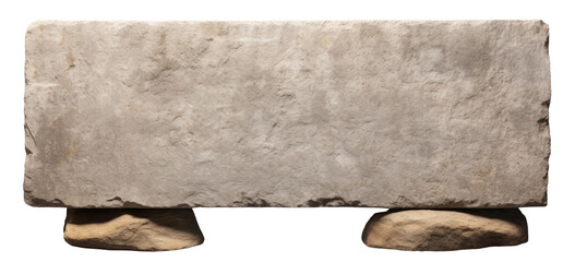 Big blank horizontal stone panel isolated on transparent background