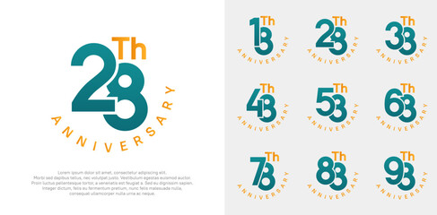anniversary set vector design with green and orange color for celebration moment
