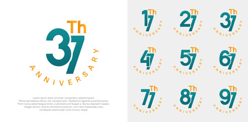 anniversary set vector design with green and orange color for celebration moment