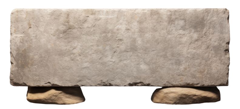 Big blank horizontal stone panel isolated on transparent background