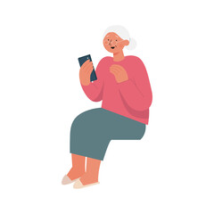 Cute grandmother using mobile