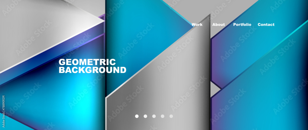 Poster A visually engaging geometric background featuring a pattern of azure and electric blue triangles on a white canvas, reminiscent of a futuristic building facade