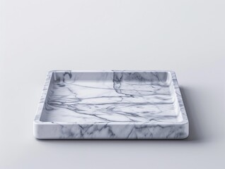 Marble tray, cool tones, side angle, soft focus, minimalist elegance