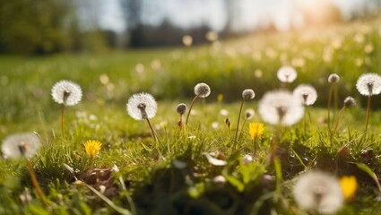 meadow with dandelions