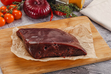 Raw beef liver for cooking