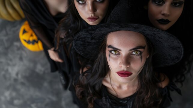 Enigmatic Trad Goth Friends at Spooky Halloween Party Evening