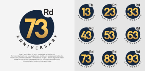 anniversary logotype vector set with blue color circle and gold number can be use for celebration moment