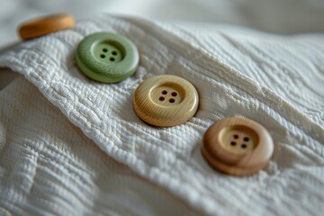 Eco-Friendly Fashion Focus: A Close-Up of Sustainable Buttons on Organic Cotton Shirt for World Environment Day