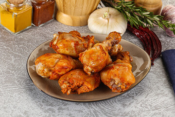 Raw marinated chicken drumstick for cooking