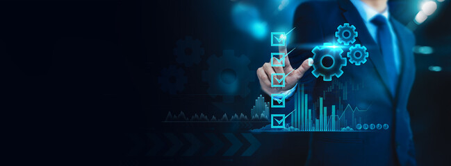 Entrepreneur move and engineer, online assessment of businesses on a virtual platform, and...