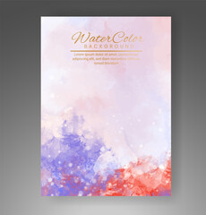 Cards with watercolor background. Design for your cover, date, postcard, banner, logo.