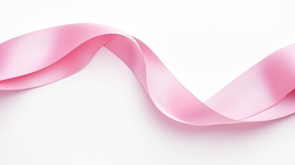 Realistic pink ribbon spiral isolated on a white background.