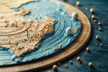 Fototapeta na wymiar 3D Illustrated Relief Globe Showcasing Earth's Geographic Features and Planets