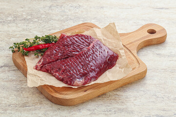 Raw beef machete steak for grill