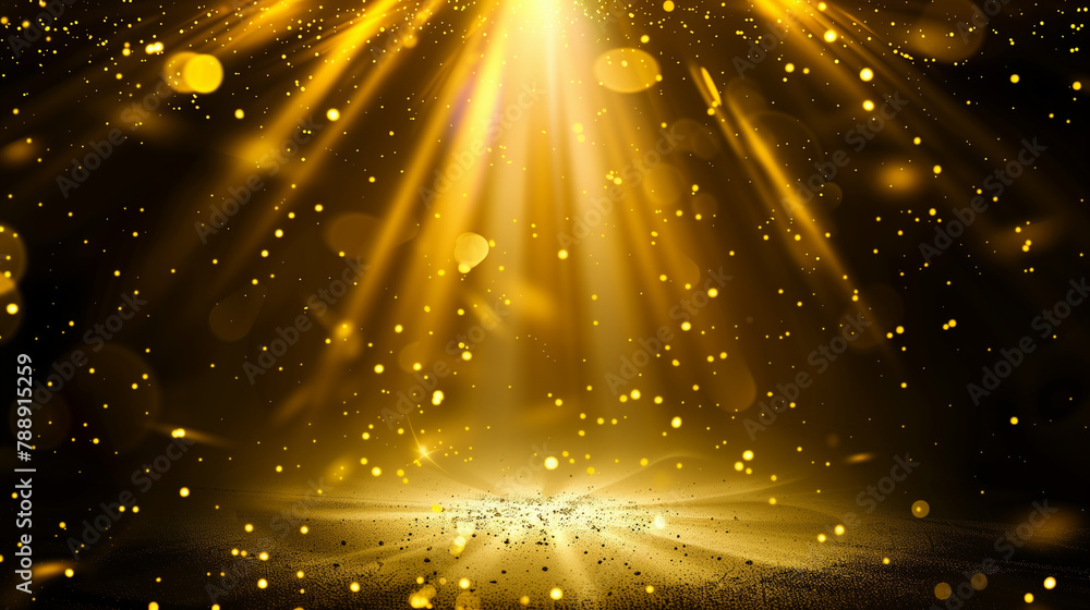 Poster a bright yellow light shines on a dark background, creating a warm and inviting atmosphere. the ligh