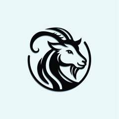 a drawing of a goat with a curved head on it