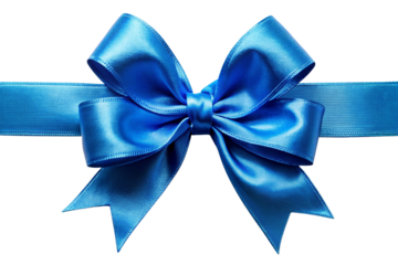 Realistic blue bow ribbon for gift wrap decoration. Elegant and detailed ribbon for presents and gifts.