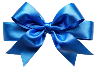 Realistic blue bow ribbon for gift wrap decoration. Elegant and detailed ribbon for presents and gifts.