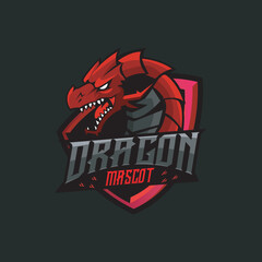 DRAGON MASCOT LOGO VECTOR ILLUSTRATION