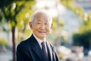 スーツを着た高齢者の男性