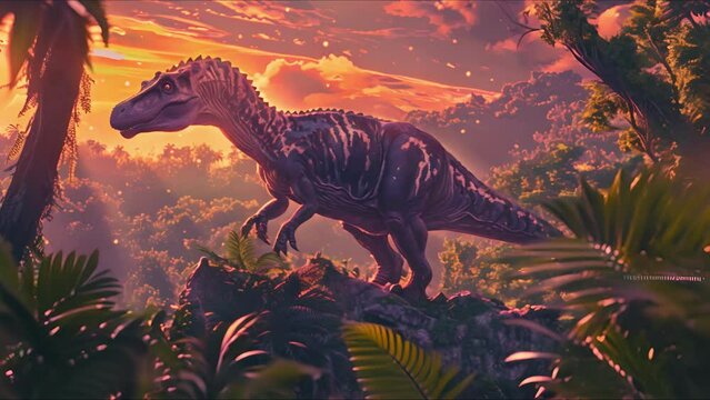 AI-generated dinosaurs in a prehistoric landscape. Perfect for educational materials, scientific publications, and digital art. The concept of time when dinosaurs ruled the Earth.