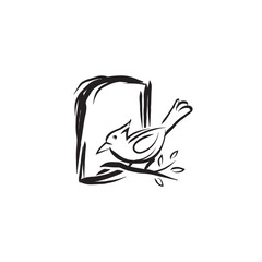 Cardinal art brush black logo design 2