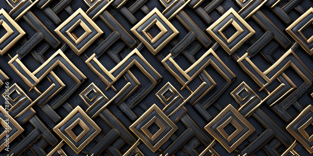 Poster a sophisticated pattern illustration with a 3d effect and optical illusions, creating depth and dime