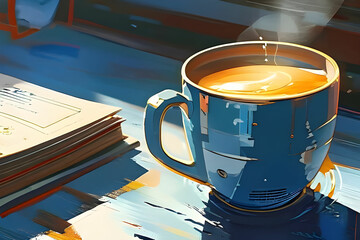 cup of coffee and a book