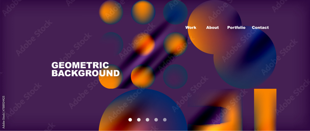 Poster a geometric background with circles and lines on a purple background High quality