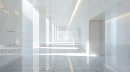 Obraz premium A large empty room with white walls and a white floor
