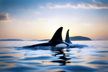 orcas tenderness ocean swimmer water couple mammal killer dolphin swim whale love carnivore danger dangerous sea swimming