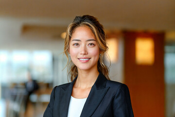 スーツを着た若い女性