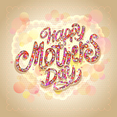 Happy Mother's day vector card mockup with bubbles lettering - 788925852