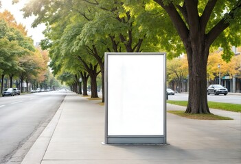 Sidewalk Billboard White Isolated Ad Space