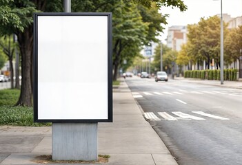 Sidewalk Billboard White Isolated Ad Space