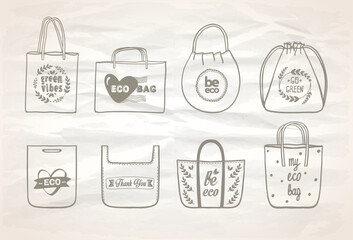 Tote bags graphic symbols set - 788927025