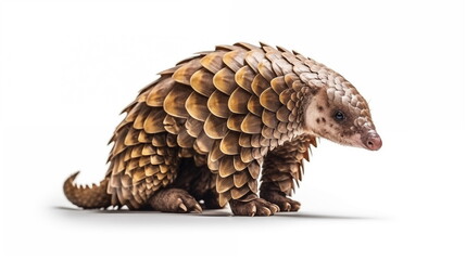 Pangolins on white background : Animal. AI Generative.