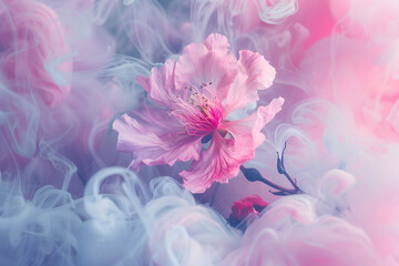Abstract pink flower with pastel ink, Summer bloom concept