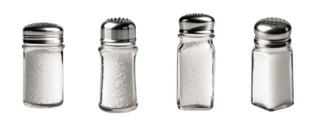 set of salt shakers isolated on transparent background