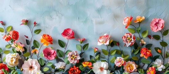 Spring flowers beautifully displayed on a paper backdrop