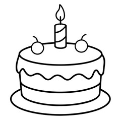         Birthday cake silhouette vector illustration line art

