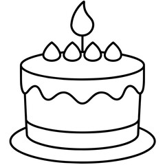         Birthday cake silhouette vector illustration line art
