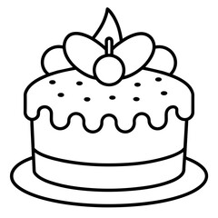         Birthday cake silhouette vector illustration line art
