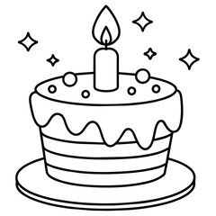         Birthday cake silhouette vector illustration line art
