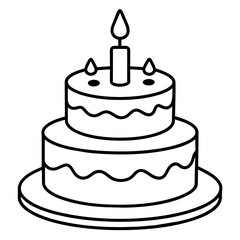         Birthday cake silhouette vector illustration line art
