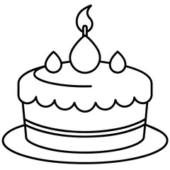         Birthday cake silhouette vector illustration line art
