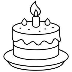         Birthday cake silhouette vector illustration line art
