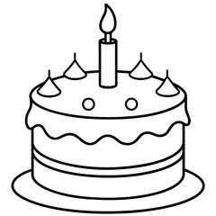         Birthday cake silhouette vector illustration line art
